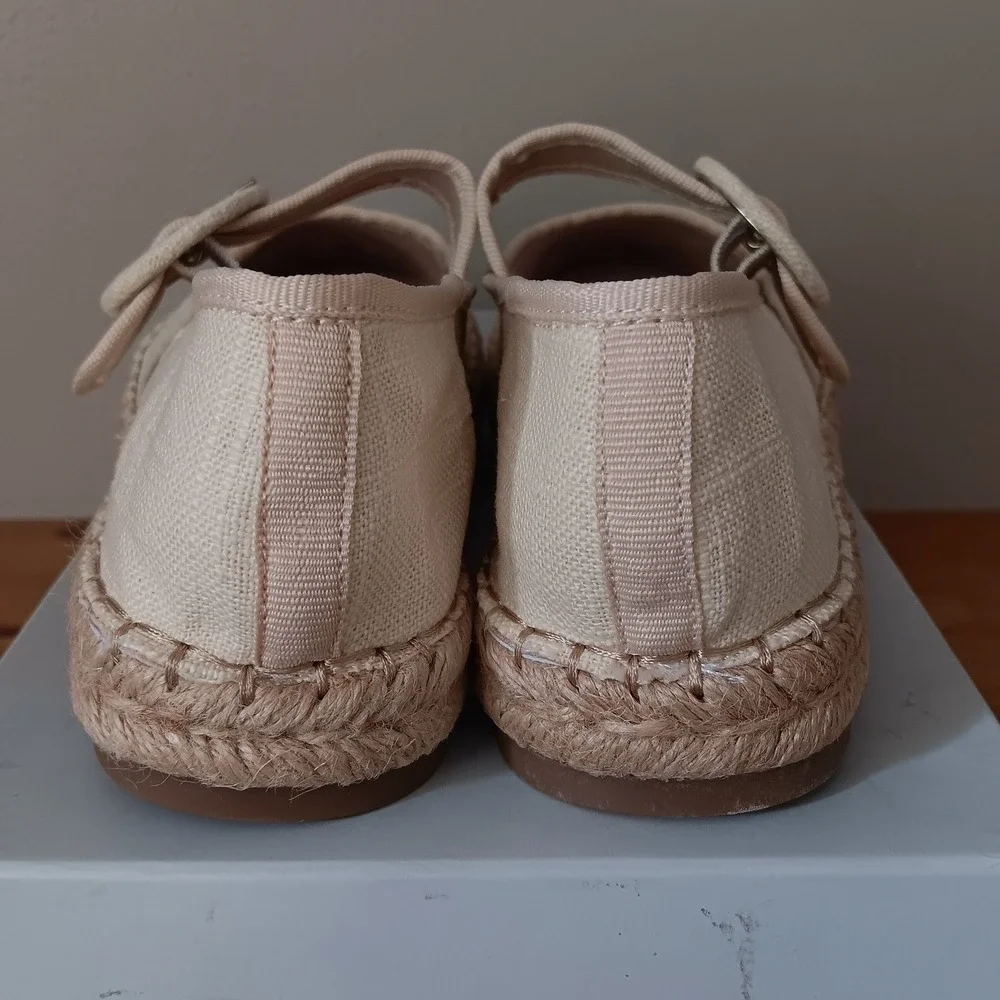 Bandolino Pannie2 Espadrille Flats Womens 6.5 Ivory New Buckle Slip On Shoes